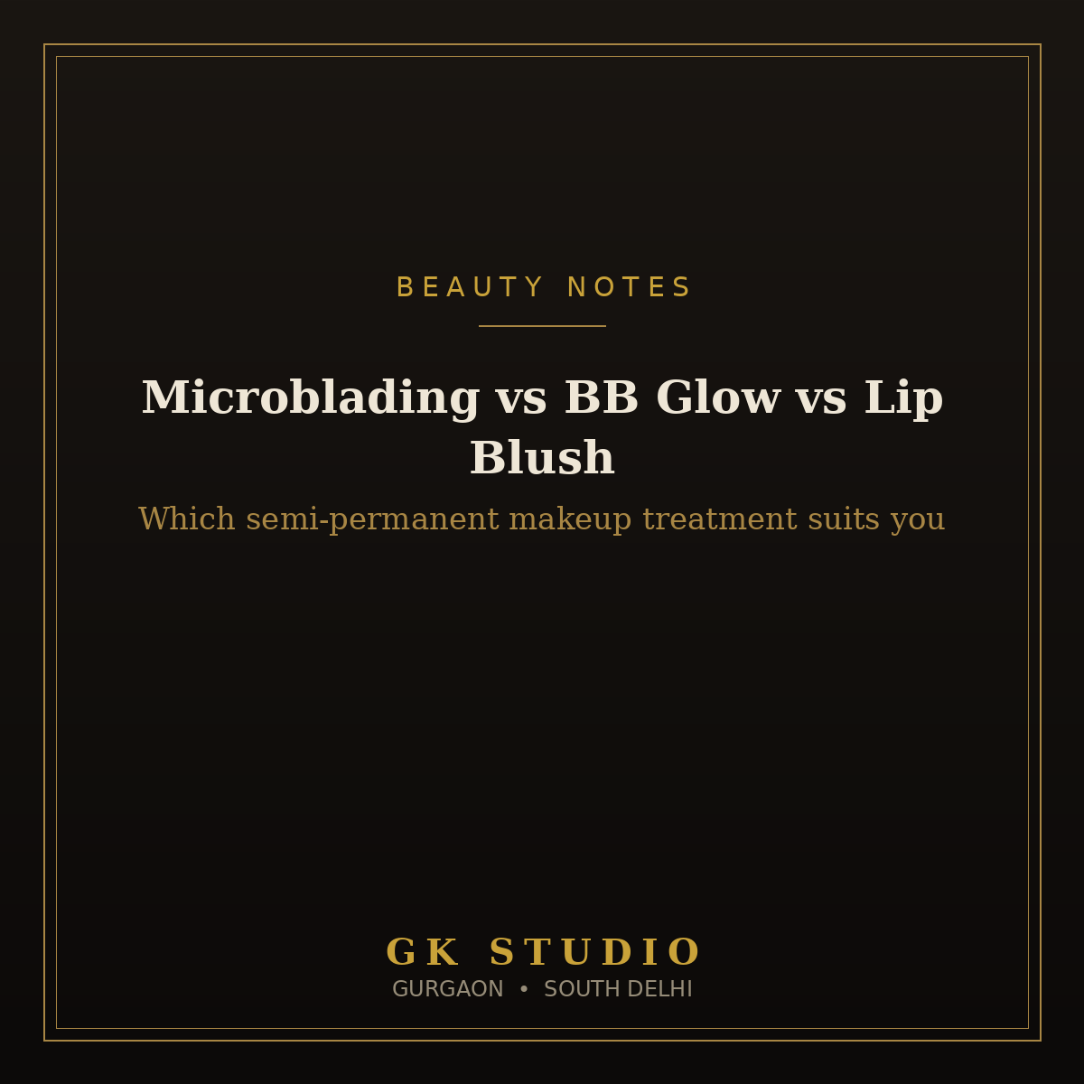 Microblading vs BB Glow vs Lip Blush comparison at GK Studio Gurgaon